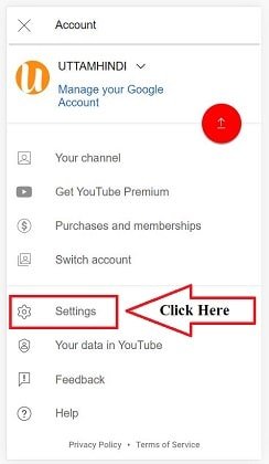 Click Settings in Your YouTube Account